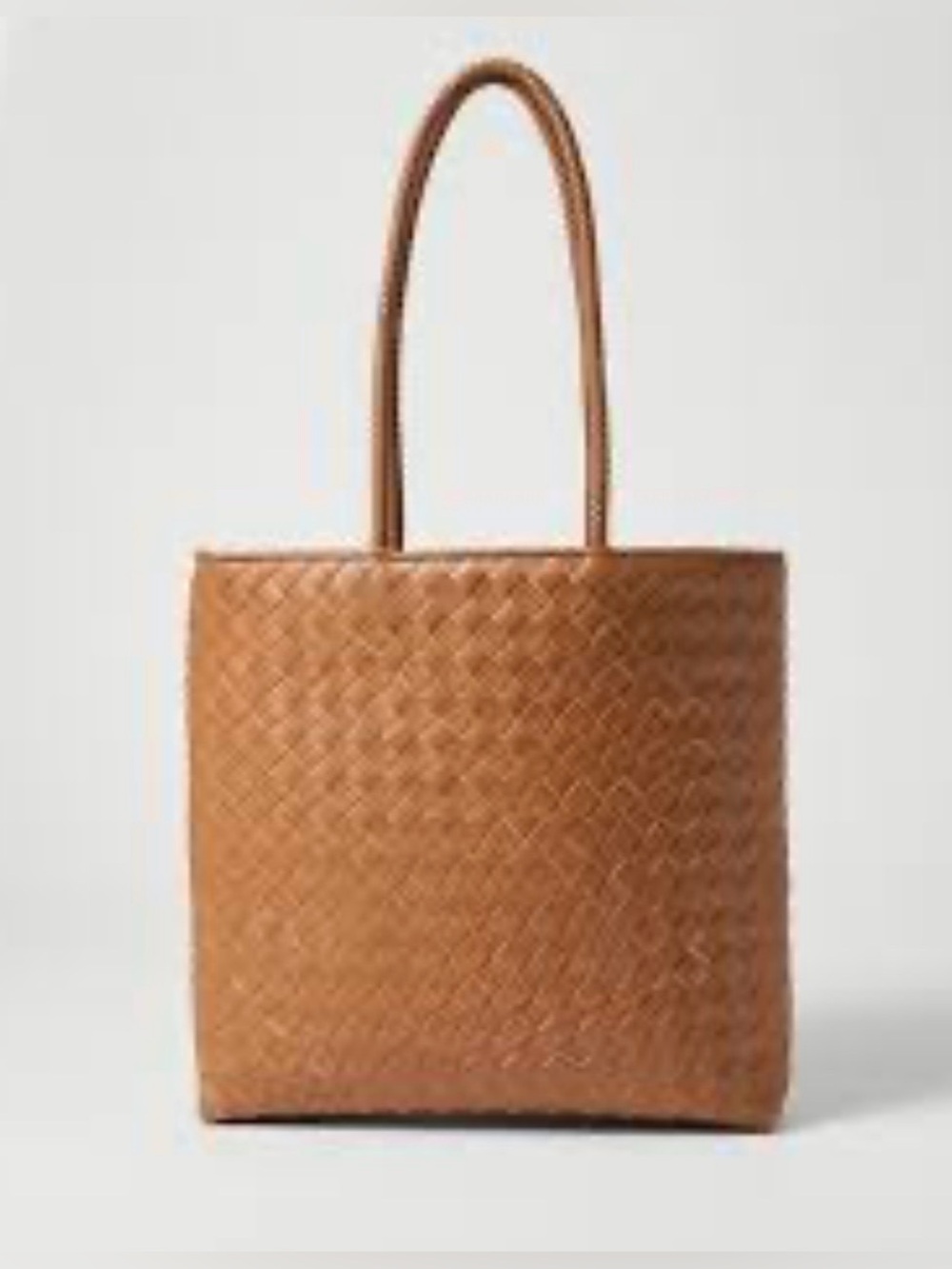 Ann Taylor Woven Leather Tote Bag in Tan